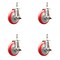 Service Caster 5 Inch 316SS Red Polyurethane Swivel 10mm Threaded Stem Caster Set Brake SS316TS20S514-PPUB-RED-TLB-M1015-4 - alternate 1